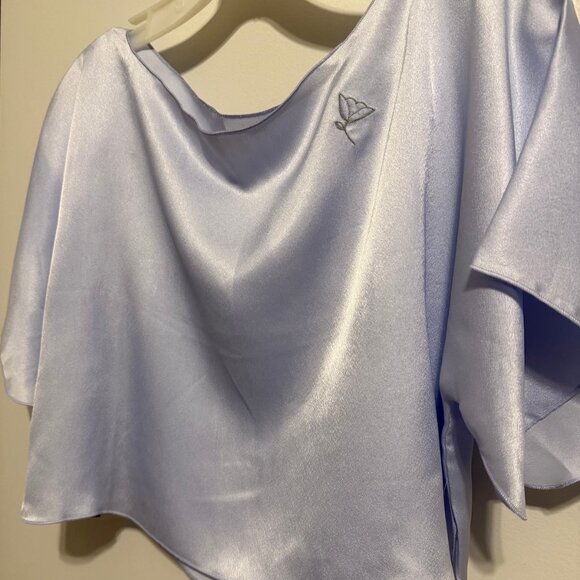 Vintage Lucie Ann Silk Camisole and slip shorts, periwinkle, size small - Picture 2 of 3